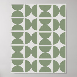 Póster Sage verde retro contemporáneo media luna años 70 