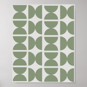 Póster Sage verde retro contemporáneo media luna años 70 