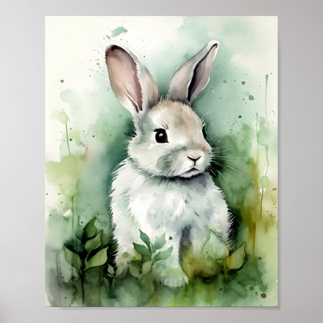 Póster Sage Watercolor Baby Bunny (Frente)