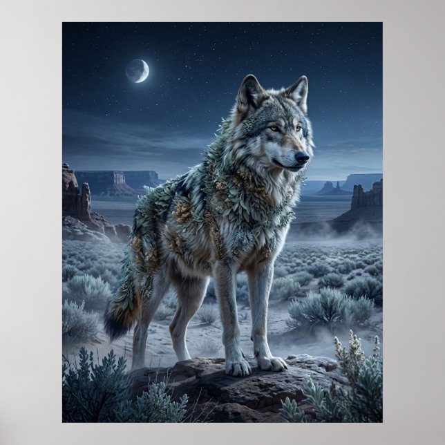 Póster Sage Wolf Desert Moon (Frente)