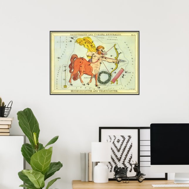Póster Sagitario, Constelación Vintage Espejo de Urania (Oficina en casa)