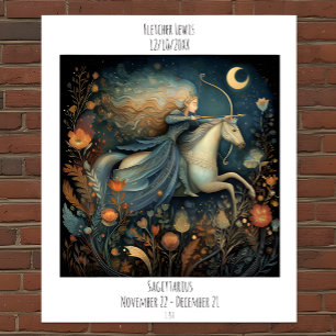 Póster Sagitario Zodíaco Nombre de Astrología y Cumpleaño