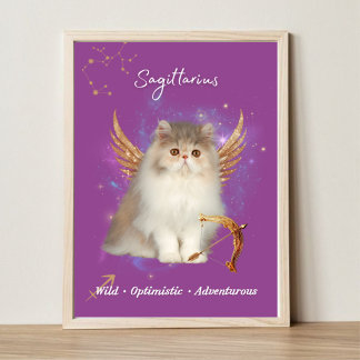 Póster Sagittarius Cat Art Print, Zodiac Cat Poster