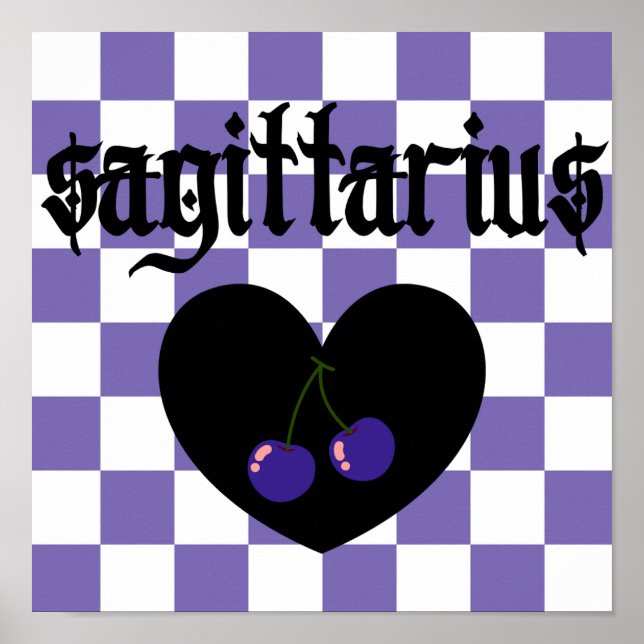 Póster Sagittarius Gothic Aestética a cuadros de cerezo (Frente)