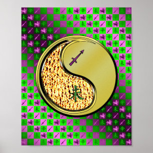 Póster Sagittarius y cabra Metalizado