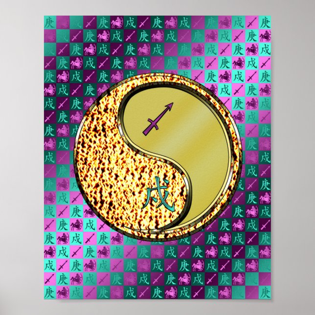 Póster Sagittarius y Perro Metalizado (Frente)
