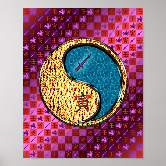 Póster Sagittarius y tigre acuático (Frente)