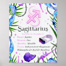 Sagittarius Zodiac Star Sign Y2K Poster blanco 4:5