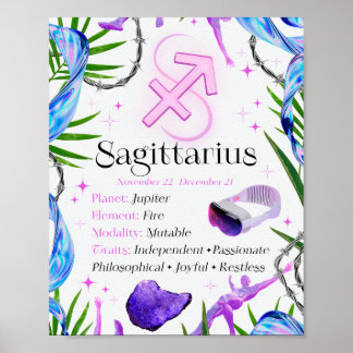 Póster Sagittarius Zodiac Star Sign Y2K Poster blanco 4:5