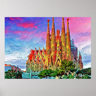 Póster Sagrada Familia, Barcelona, España, Poster
