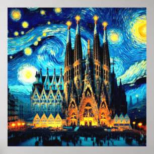 Póster Sagrada Familia Estrellada Barcelona