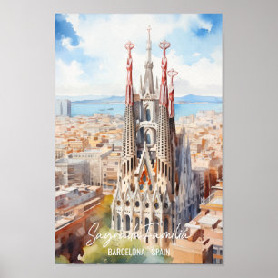 Póster Sagrade Familia Barcelona Famoso Travel Place