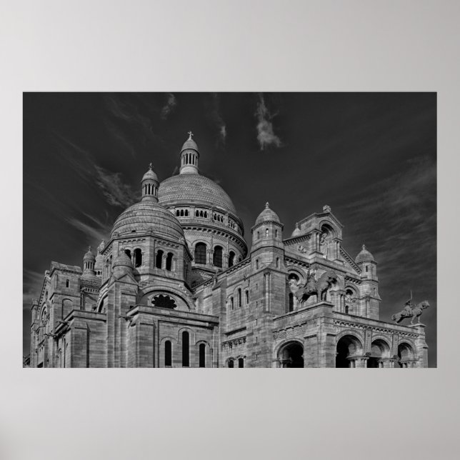 Póster Sagrado Blanco Negro Coeur París Europa Viaje (Frente)
