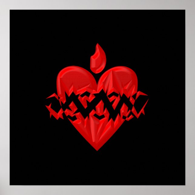 Póster Sagrado Corazón de Jesús "3-D" (Frente)