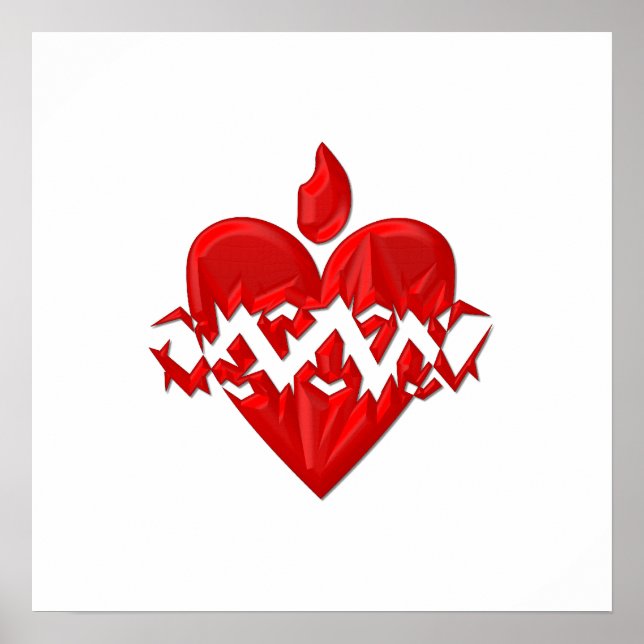Póster Sagrado Corazón de Jesús "3-D" (Frente)