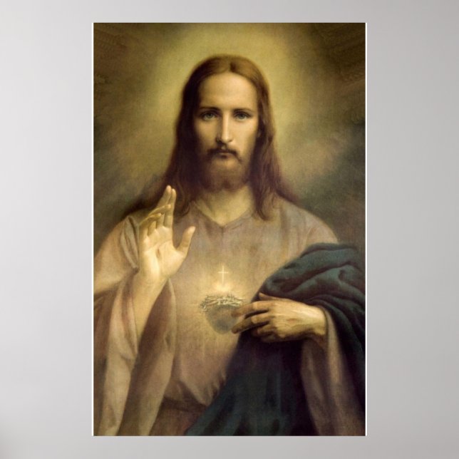 Póster Sagrado Corazón de Jesús, Jesucristo, Gesú (Frente)