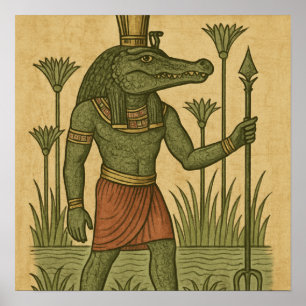 Póster Sagrado Sobek Divino Cocodrilo Dios Poster