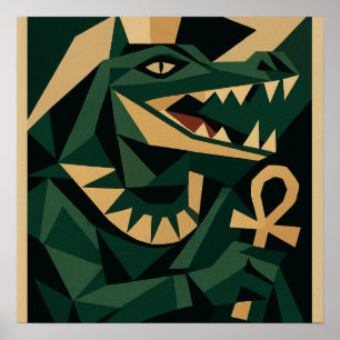 Póster Sagrado Sobek Divino Cocodrilo Dios Poster