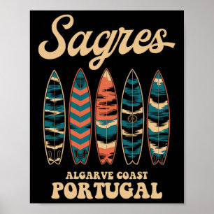 Póster Sagres Costa Algarve Portugal Tabla de Surf Surfin