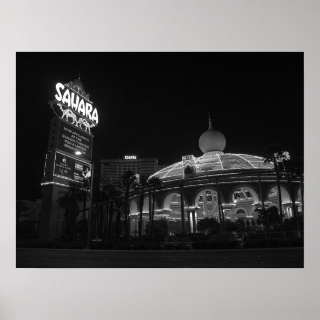 Póster Sahara Las Vegas en blanco y negro (Frente)