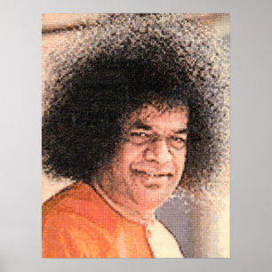 Póster Sai Baba Cross Stitch Image
