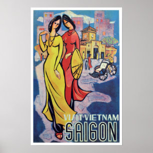 Póster Saigón, Vietnam: Viaje en Viaje Art Decó