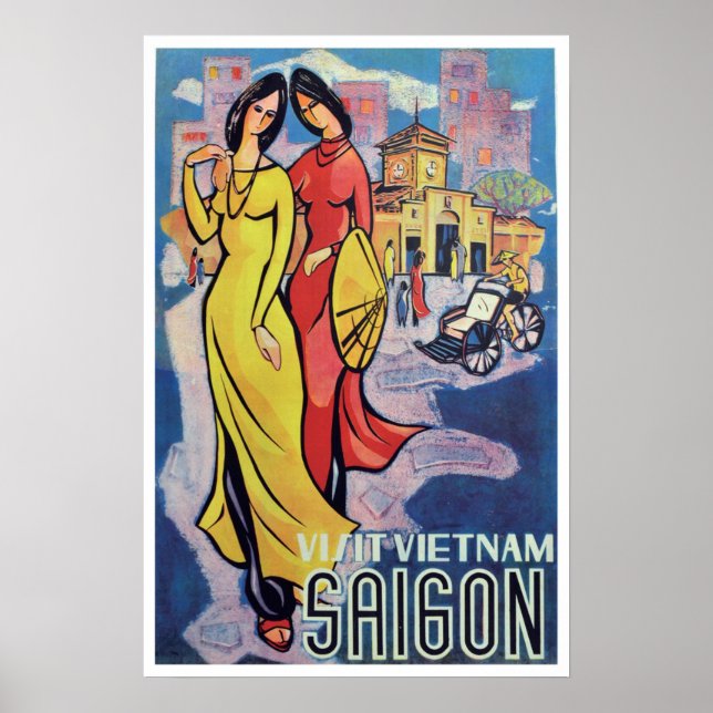 Póster Saigón, Vietnam: Viaje en Viaje Art Decó (Frente)