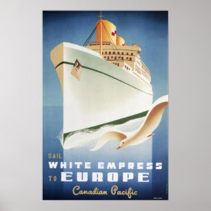 Póster Sail WHITE EMPRESS to EUROPE Vintage Ship Poster