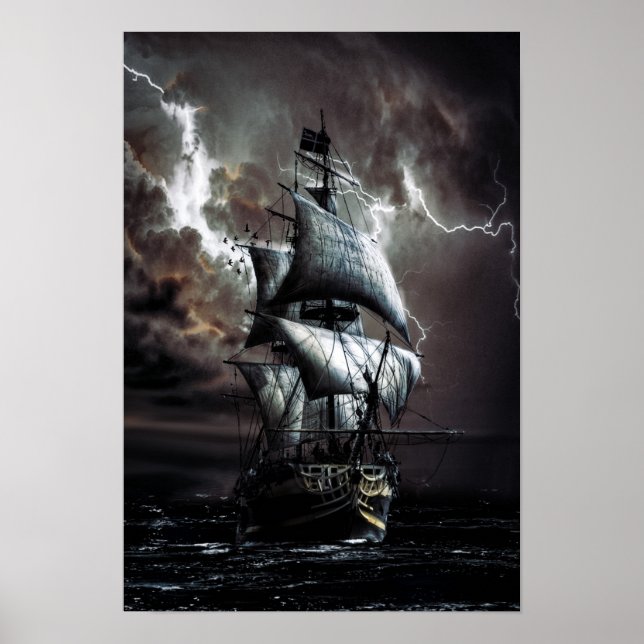 Póster Sailboat in the storm (Frente)