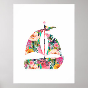 Póster Sailboat nautical wall print nursery art