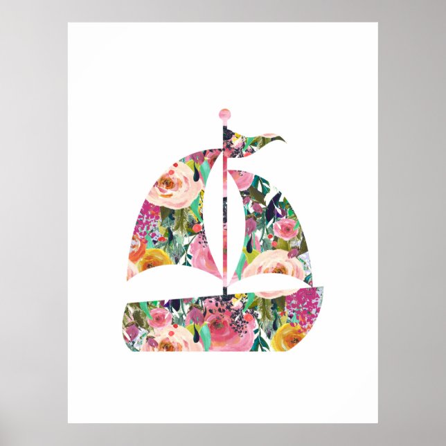 Póster Sailboat nautical wall print nursery art (Frente)
