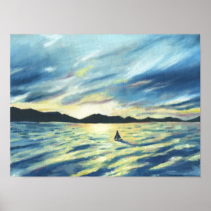 Póster Sailboat Sunset