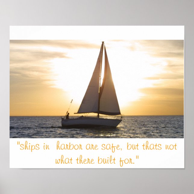 Póster sailboat sunset streight, "ships in  harbor are... (Frente)