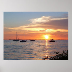 Póster Sailboats at Sunset  - Poster