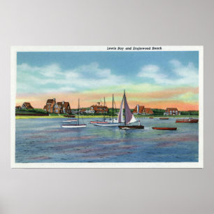 Póster Sailboats in Lewis Bay, Englewood Beach View
