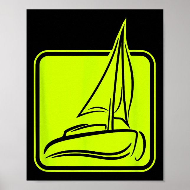 Póster Sailing Logo Symbol Square Sailboat Ship Captain C (Frente)