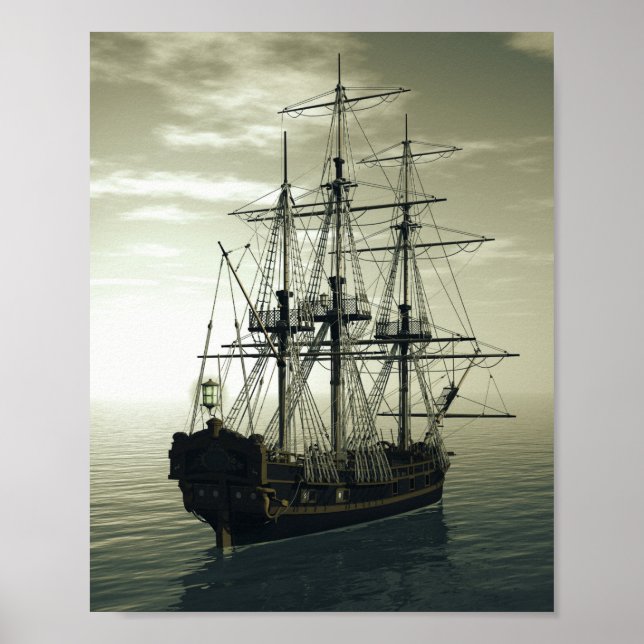 Póster sailing ship in the sea (Frente)