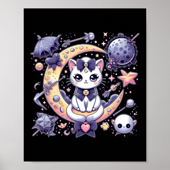 Póster Sailor Meow Cute Moon Cat Space Magic Gothico Hall (Frente)