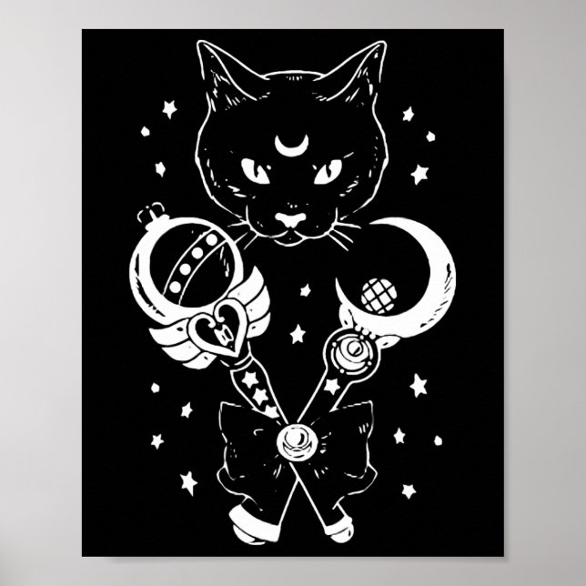 Póster Sailor Meow Cute Moon Cat Space Magic Gothico Hall (Frente)
