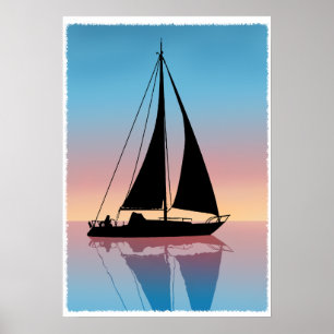 Póster Sails at Sunset Silhouette