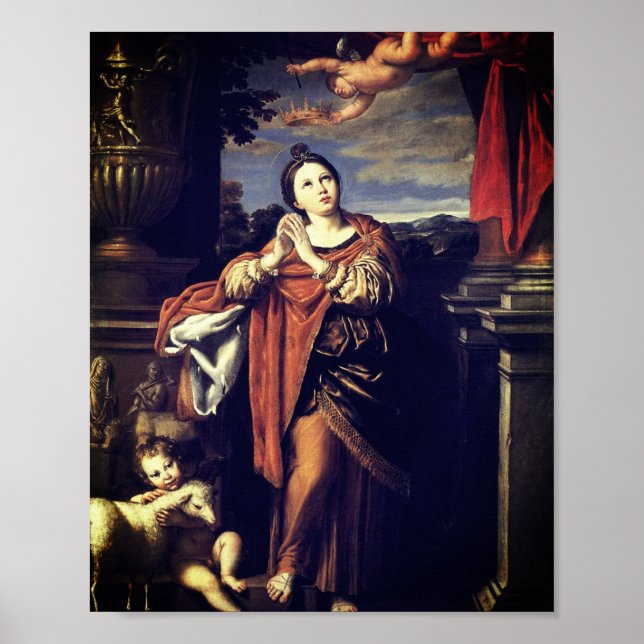 Póster Saint Agnes por Domenichino (feat. 1620) (Frente)