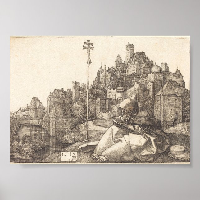 Póster Saint Anthony Reading (Albrecht Durer 1519) (Frente)