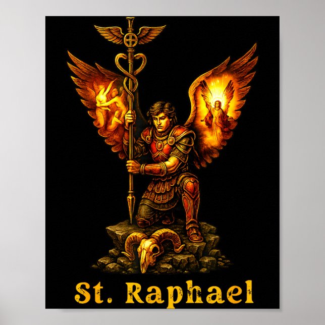 Póster Saint Archangel Raphael Christian Art Faith  (Frente)