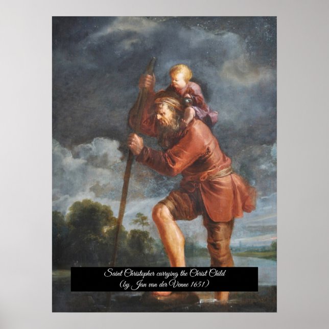 Póster Saint Christopher con Cristo infantil (Frente)