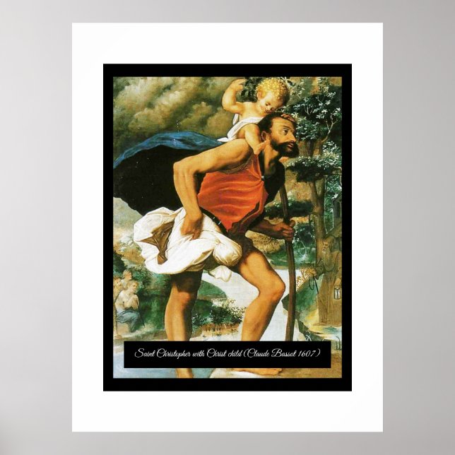 Póster Saint Christopher con el Cristo Infantil (Frente)