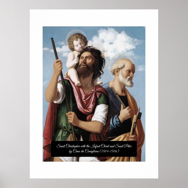 Póster Saint Christopher con el Cristo Infantil (Frente)