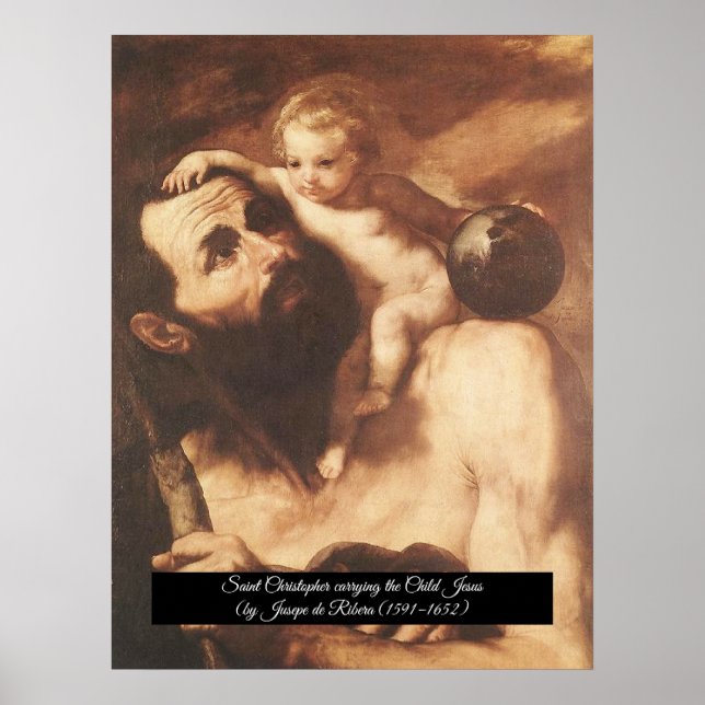 Póster Saint Christopher con el Cristo Infantil (Frente)