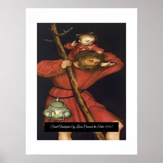 Póster Saint Christopher con el Cristo Infantil (Frente)