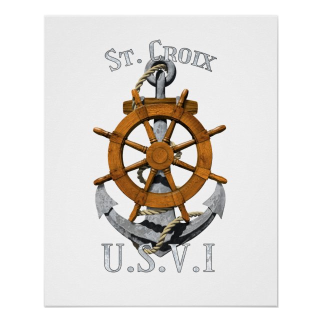 Póster Saint Croix USVI Vacation Nautical Anchor Sailing (Anverso)