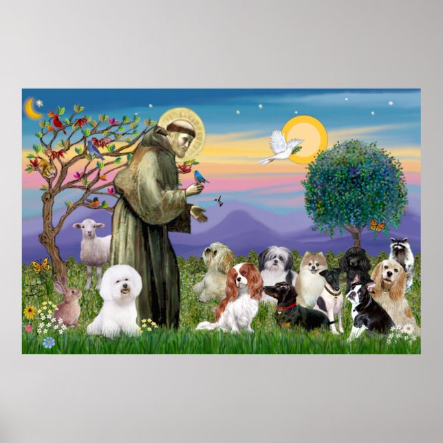 Póster Saint Francis Blessing Ten Dogs (Frente)